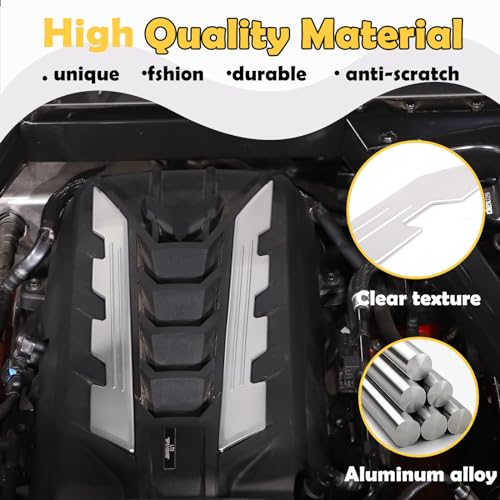 Image of CHEAYAR Engine Bay Panel Cover Compatible with Chevrolet Corvette C8 2020-2023, Engine Shroud Cover Panel Trims, C8 Accessories 2PCS (Engine Compartment Cover-Silver)