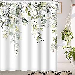 Cortina De Baño Pokemon MIRRORANG Verde Salvia Eucalipto Tenda da doccia, acquerello pianta foglia con tende da bagno Floreale, impermeabile muffa e Resistente Alla muffa Poliestere lavabile Tenda da doccia,183x183cm