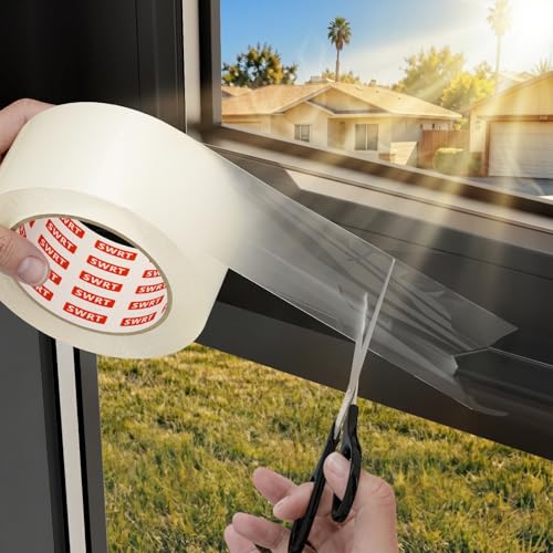 SWRT 2”x 30 YD 8 Mil Heavy Duty Transparent Window Weather Sealing Tape, No Residue Window Insulation for Summer, Blocks Pollen, Dust & Bugs，Preventing Cold Air Loss in Summer Door and Window Seal Kit
