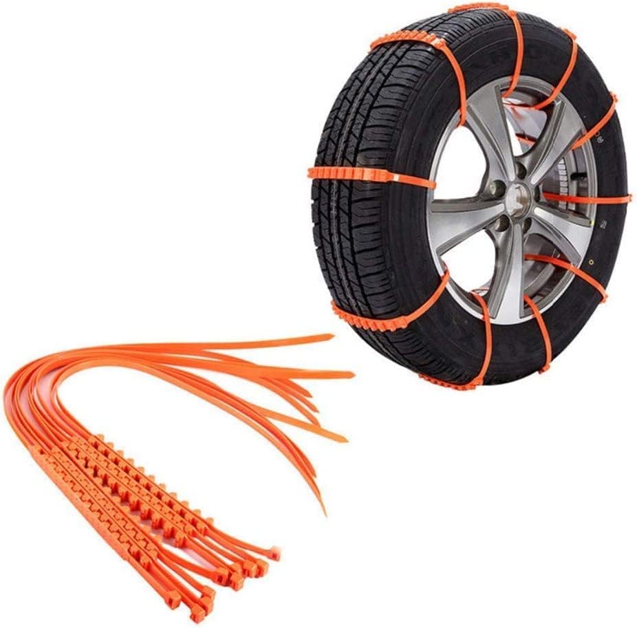 Unifizz 10Pack Anti-Skid Tire Snow Chains Portable Easy Assemble Universal for Tires Width 145-295mm