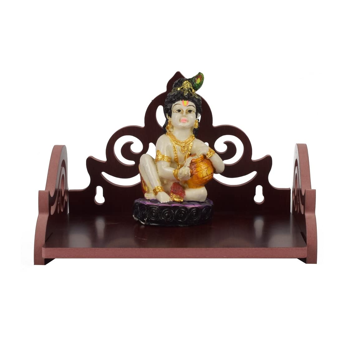 Lyrics Creation Art and Craft Wooden Beautiful Plywood Mandir Pooja Room Home Decor Office OR Home Temple Wall Hanging Product (Dark Brown)