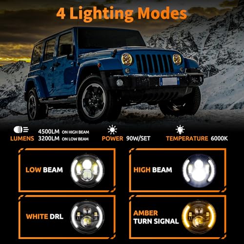 Hillsking N-HG-JP7I02D 7 Inch Led Headlight For Jeep Wrangler Headlights,Super Bright Jeep Tj Headlights,2 Pack H6024 Led Headlight thumb #1