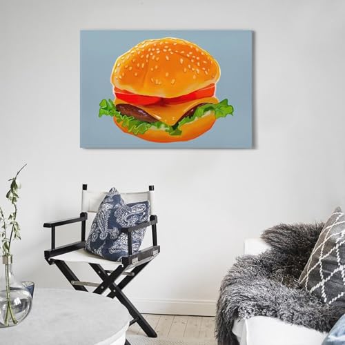 Poster simple de hamburger américain moderne sur toile résistante style cadre - 5