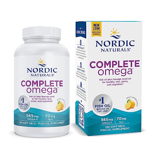 Nordic Naturals Complete Omega, Lemon Flavor - 120 Soft Gels - 565 mg Omega-3 - EPA & DHA with Added GLA - Healthy Skin & Joints, Cognition, Positive Mood - Non-GMO - 60 Servings