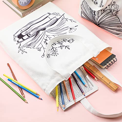 Sweetude-6-Pcs-Canvas-Book-Tote-Bag-for-Women-Thank-You-Gift-Wildflower-Tote-Bag-Librarian-Book-Club-Gift-Shopping-Bags-Bulk-Shoulder-Bag-Aesthetic-Reusable-Grocery-Bags-Womens-Tote-Handbags