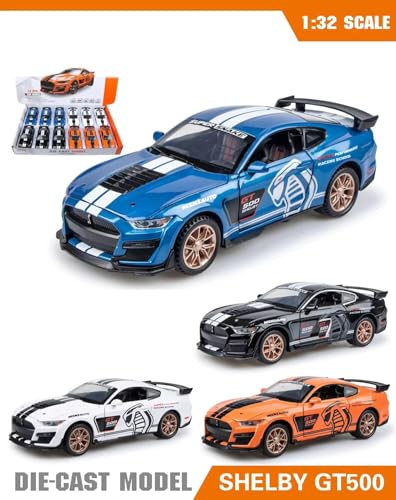 Image of 1:32 Scale Mustang Cobra Selby GT500 Toy Car | Metal Pullback Diecast Car for Kids with Openable Doors, Sound, Light Effects Toy for Car Enthusiasts (Color As Per Available)