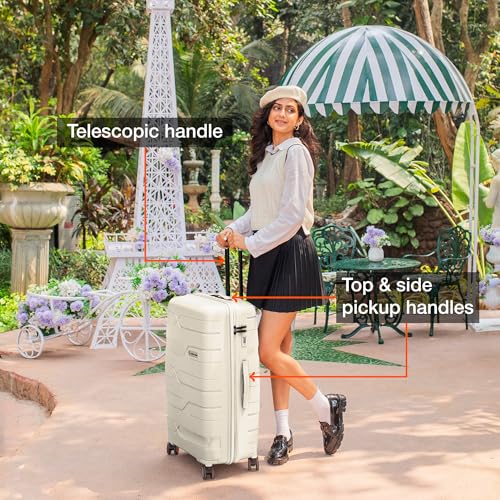 Image of Nasher Miles Paris Hard-Sided Polypropylene Luggage Set of 3 | 55cm, 65cm & 75cm | 8 Wheels Small, Medium & Large Trolley Bag for Travel | Suitcase (Multicolor)