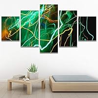SIGNWIN 5 Panel Canvas Wall Art Abstract Brushstroke Closeup Digital Art Modern Artwork for Home Decorations Ready to Hang - 60