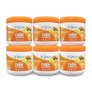 Bright Air 14 oz. Super Odor Eliminator, For Medium-Size Spaces, Mandarin Orange and Fresh Lemon Scent, Case of 6, Air Freshener, Natural Essential Oils, Lasts Up to 90 Days Each
