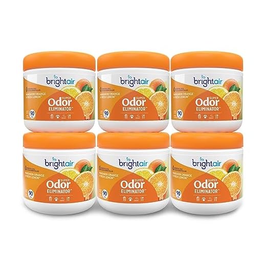 Bright Air 14 oz. Super Odor Eliminator, For Medium-Size Spaces, Mandarin Orange and Fresh Lemon Scent, Case of 6, Air Freshener, Natural Essential Oils, Lasts Up to 90 Days Each