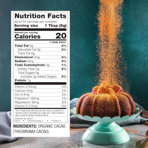 Image of BetterBody Foods Organic Cacao Powder, Rich Chocolate Flavor, Non-GMO, Gluten-Free, Cocoa, 16 ounce, 1 lb bag