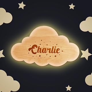 Personalized Cloud Light for Bedroom, Custom Wooden Baby's Room Wall Light, Cute Floating Cloud Lamp for Room Decor, Adjustable Remote Control Night Light for Nursery Kids Child…