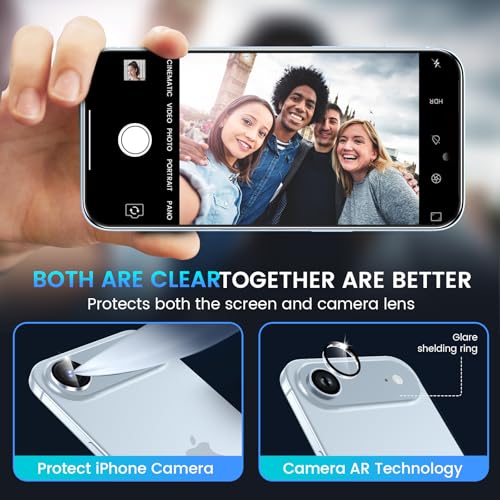 Image of Fotbor Compatible for 3 Pack iPhone Air Screen Protector With 1 Set Camera Lens Protector, 2025 Upgrade 9H+ Premium Tempered Glass 17air, Easy Installation Kits, 6.5 inch