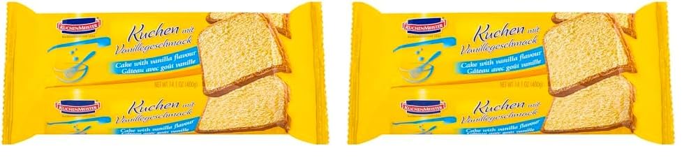 KuchenMeister Kuchen mit Vanille Geschmack 400g - Der Klassiker, saftig lockerer Vanillekuchen für den perfekten Genussmoment (1 x 400g) (Packung mit 2)