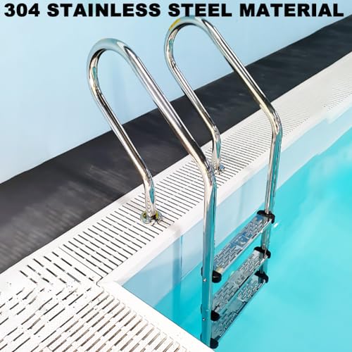Escalera para piscina de acero inoxidable 304, antideslizante, 2 o 3 peldaños miniatura 2