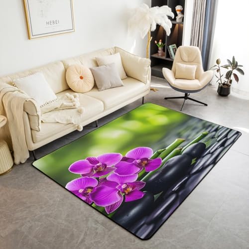 Loussiesd Tapis de spa pour enfant - 100 x 150 cm - Pour garçons et filles - Moderne - Zen-Spanne - Tapis de cuisine - Pierre zen - Tapis de salon