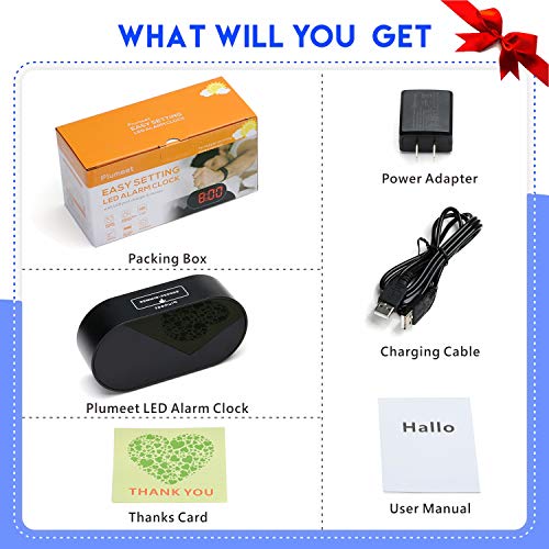 Plumeet Digital Alarm Clock Led Clocks With Adjustable Brightness Dimmer And Alarm Volume - Blue Digit Display 12-24 Hrs - Kids Clocks With Snooze Usb Port Phone Charger #TOP7