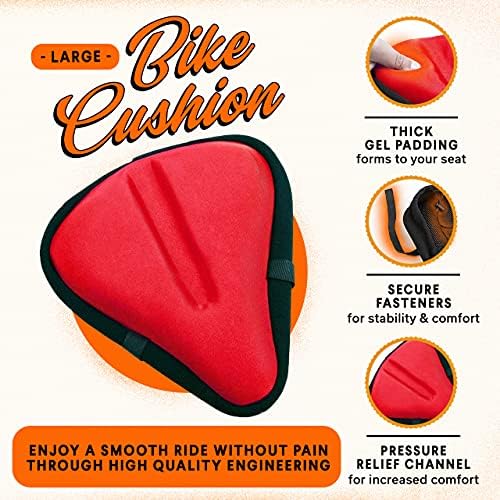 Bikeroo Bike Seat Cushion Padded Gel Wide Adjustable Cover for Men & Womens Comfort