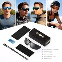 Reglaaly Polarized Sports Sunglasses, Wrap Around Mens Sunglasses UV Protection, Cycling Fishing Driving Running Sun Glasses, Black Frame/Grey Lens — image 7