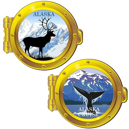 Kanayu 2 Pcs Alaska Cruise Door Decoration Magnetic Large Cruise Door Magnets Funny Refrigerator Magnets Essentials for Carnival Ship Accessories Stateroom Cabin Gift(Deer)