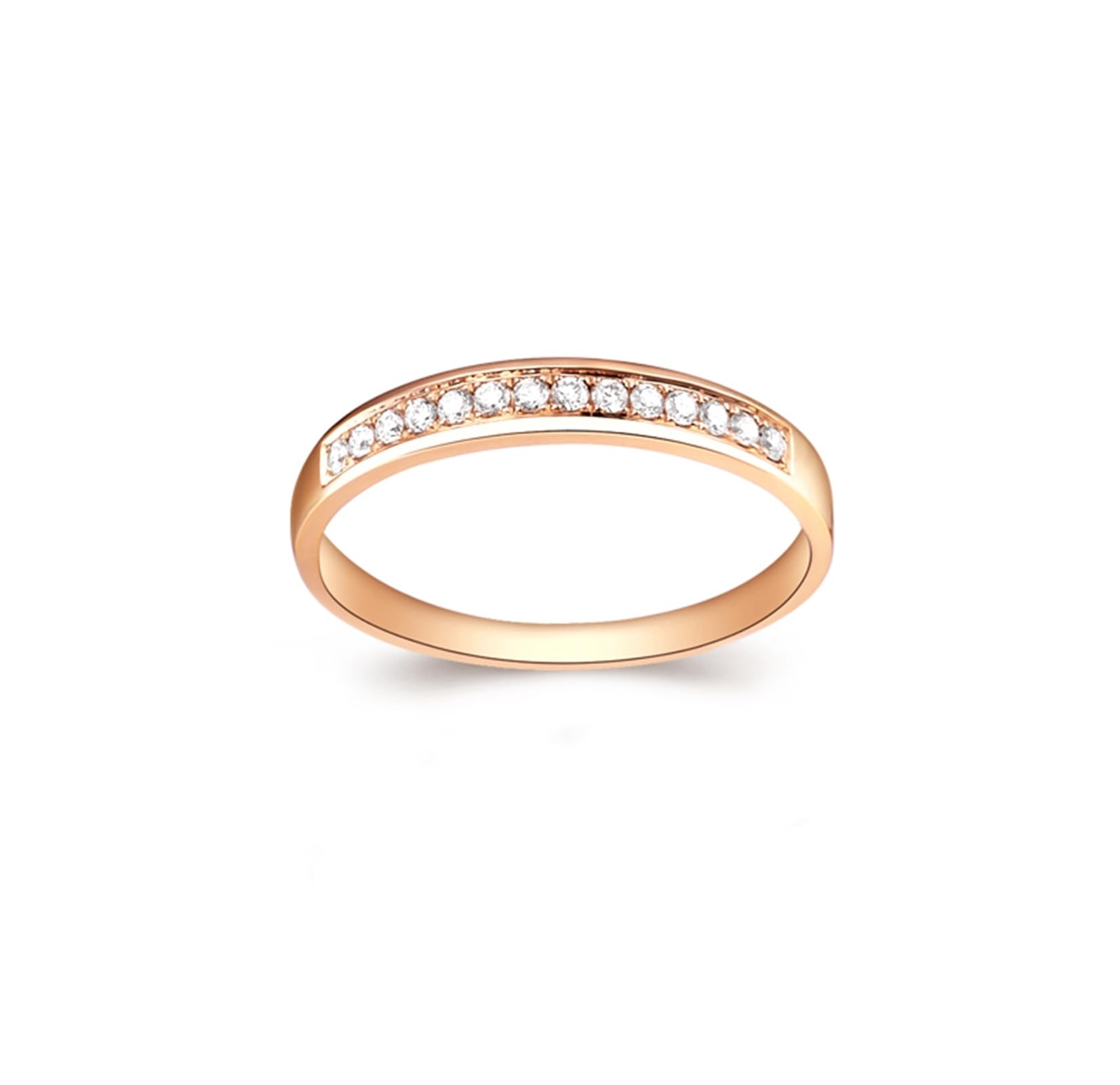Anillo de mujer de oro rosa auténtico, anillos de compromiso de oro auténtico, alianzas de media eternidad, 0,15 quilates de diamante para mujer