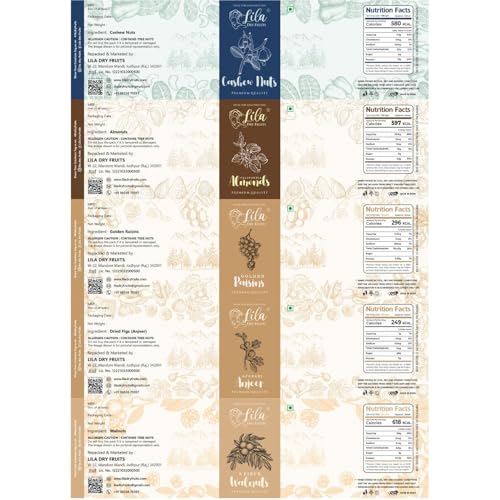 Image of Lila Dry Fruits Daily Needs DryFruit Combo Pack 500 g (5 x 100g) Almonds, Walnuts, Anjeer, Cashews, Raisins | Healthy and Nutritious Rich in Vitamins Minerals Dry Fruit Mix Perfect for Gifting