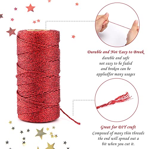 G2PLUS 100M Decorative Metallic String, 1.5mm Red Twine String for Crafts - Image 3