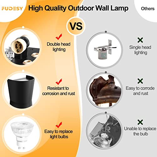 FUDESY Outdoor Wall Lights, Black Outside Up Down Wall Lamps - Image 4