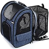🐾【SEGURIDAD Y ALMACENAMIENTO】Pecute Bolsa para mascotas: Adopta un diseño de cremalleras tipo candado para evitar que las mascotas puedan abrir la cremallera. El interior de la mochila está equipado con una cuerda de seguridad que se puede fijar al collar para evitar que las mascotas se caigan accidentalmente. En los bolsillos de ambos lados se pueden guardar comida y bolsas de basura y algunos accesorios necesarios, como botellas, bocadillos, llaves, tarjetas o teléfonos móviles, etc.