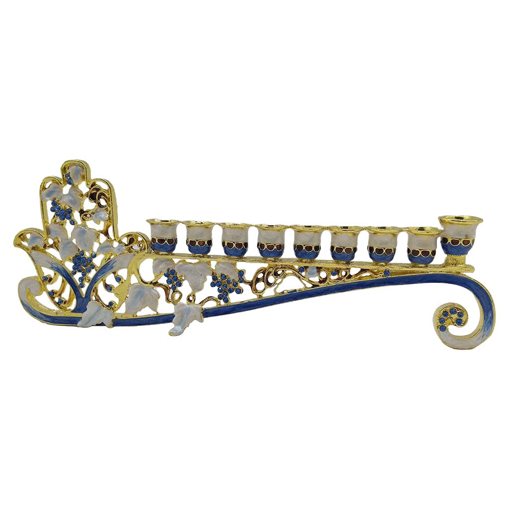 perfk 9 Branches Menorah Chandelier Titulaire Bejeweled Peint À Fleur Motif Candélabres