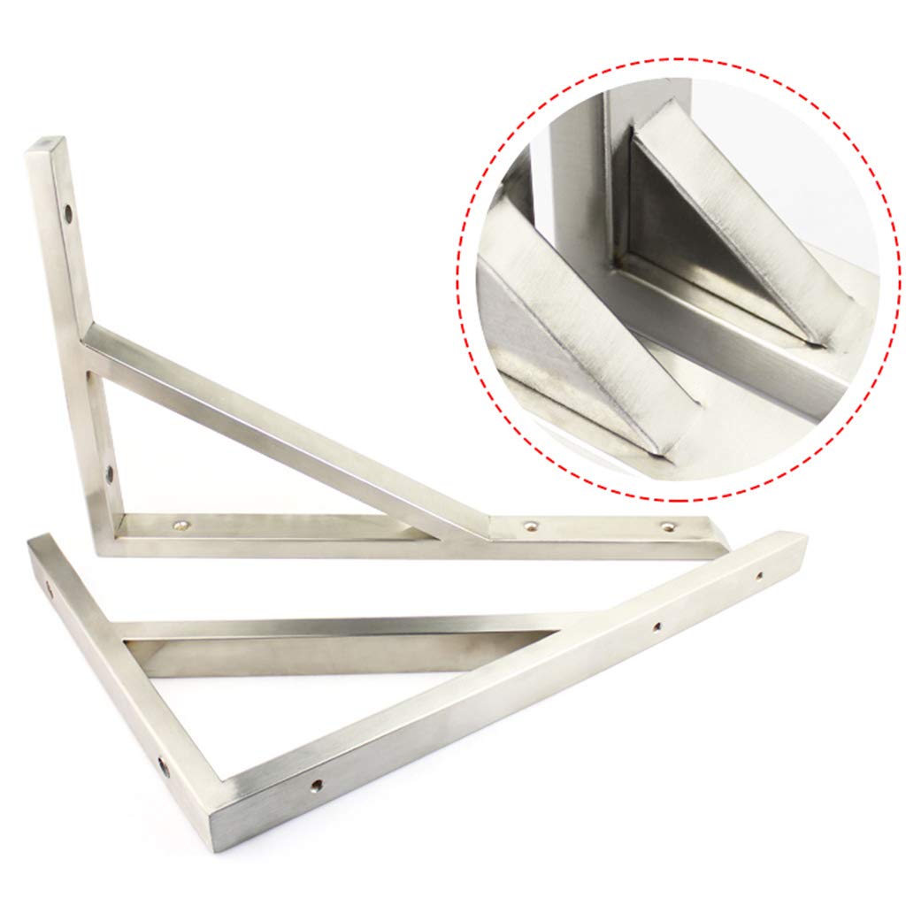 Lot de 2 supports d'étagère en acier inoxydable épais de 13 mm d'épaisseur, support de tube carré de 25 mm de large, super roulement de charge, envoyer des vis d'expansion, adaptés à diverses scènes