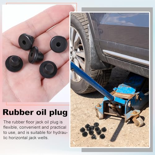 Image of 16 Pack Hydraulic Jack Oil Plug for Floor Jacks, Rubber Jack Oil Plug Flat-Head Rubber Hydraulic Filler Bung for Oils Reservoir Hole Black Jacks Plugs for Oils Reservoir Filler Hole Accessories