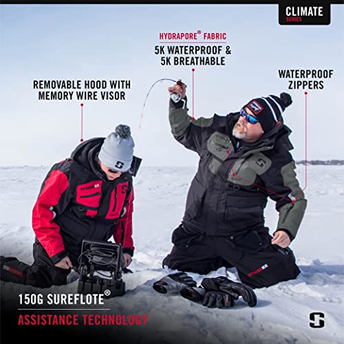 StrikerICE Men's Climate Jacket, Fishing Gear for Cold-Weather Conditions, Sureflote Technology, 2XL, Black/Gray StrikerICE Men's Climate Jacket, Fishing Gear for Cold-Weather Conditions, Sureflote Technology, 2XL, Black/Gray