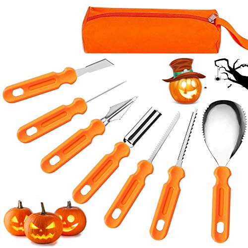 7Pcs Kit de Talla de Calabaza de Halloween ,Herramientas de Tallado de Calabaza ,Calabaza DIY decoración de Halloween,DIY Calabaza Decoración,Decoración de Halloween
