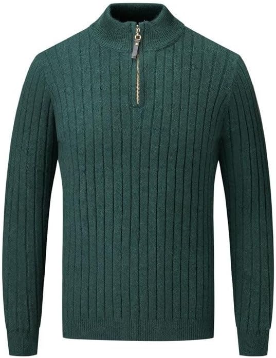 Half High Neck Men's Knitted Pullover Sweater Zipper Men Sweaters Gray