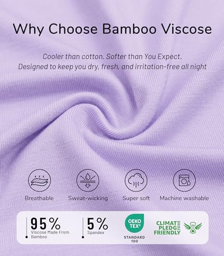 Image of NACHILA Women's Bamboo Viscose Pajama Sets Summer Cooling Short Sleeve Capri Soft Pjs Night Sweats Moisture Wicking Sleepwear