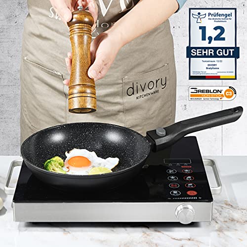DIVORY große Pfanne 28cm I Abnehmbarer Griff, Induktion, beschichtet, Aluminium – Bratpfanne - Induktionspfanne (Abnehmbarer Griff, 28cm) – Bild 7