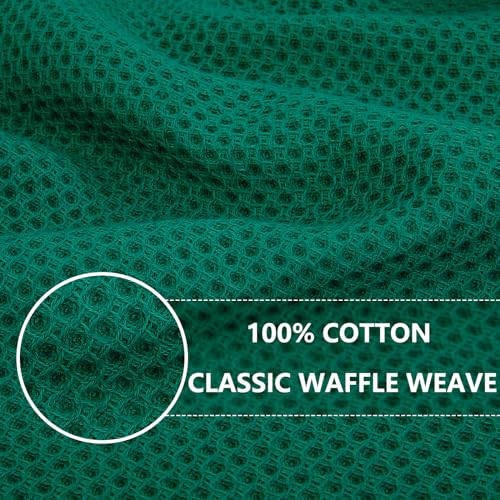 Image of Homaxy 100% Cotton Waffle Weave Kitchen Dish Towels, Ultra Soft Absorbent Quick Drying Cleaning Towel, 13 x 28 Inches, 8-Pack, Dark Green