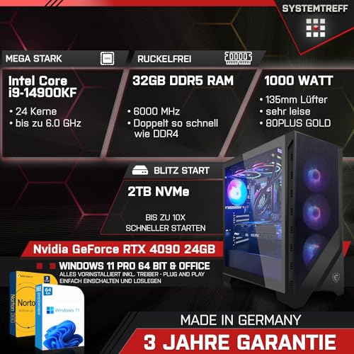 SYSTEMTREFF Gaming Komplett PC Set Intel Core i9-14900KF 24x6GHz | Nvidia RTX 5090 32GB | 2TB M.2 NVMe | 32GB DDR5 RAM | 27 TFT Monitor | Desktop Paket Computer für Gamer – Bild 3