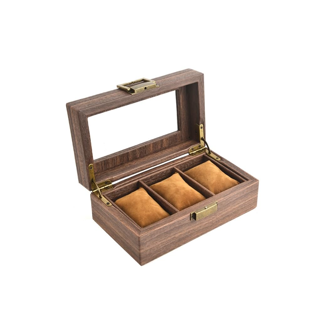 Boîte de rangement montre cuir PU et coffret bijoux 3 slots