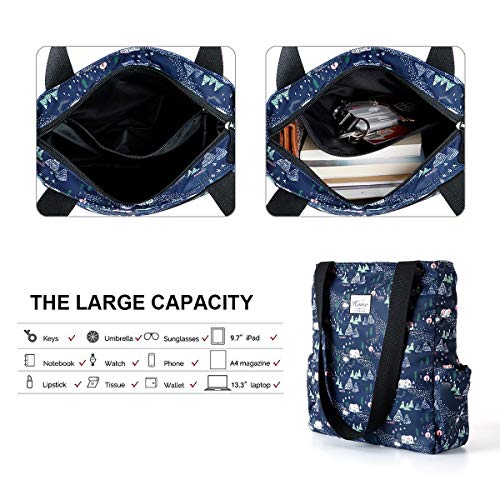 Image of KAMO Floral Tote Bag - Waterproof Lightweight Handbags Travel Shoulder Bag for Hiking Yoga Gym Swimming Travel Beach