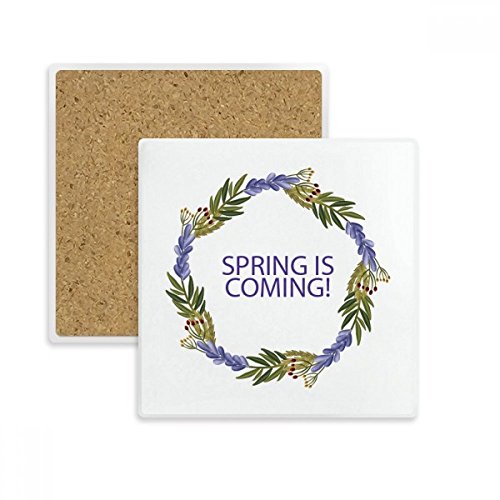 Fleur Bleue Coaster Pierre Absorbante Support Tasse Plante Carrée DIYthinker - 2
