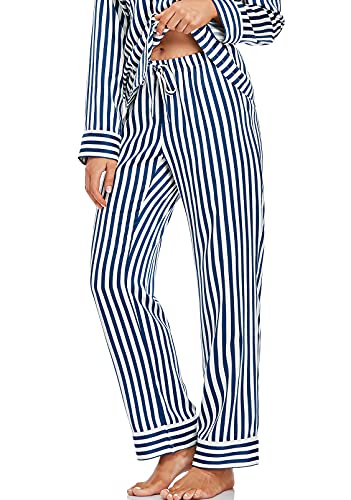 Image of Serenedelicacy Women's Satin Pajama Set Long Sleeve Button Down Sleepwear 2-Piece Silky Pj Set