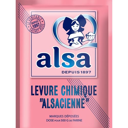Levure chimique Alsacienne Alsa contre les gâteaux plats, lot de 4 boîtes de 88g