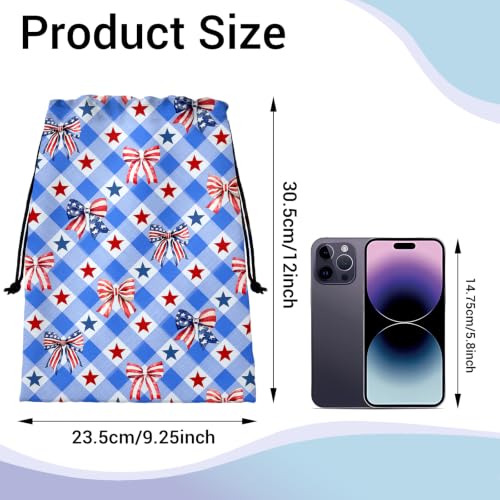 Image of Blue Bowknot Gymnastics Grip Bags Small Drawstring Gym Bag