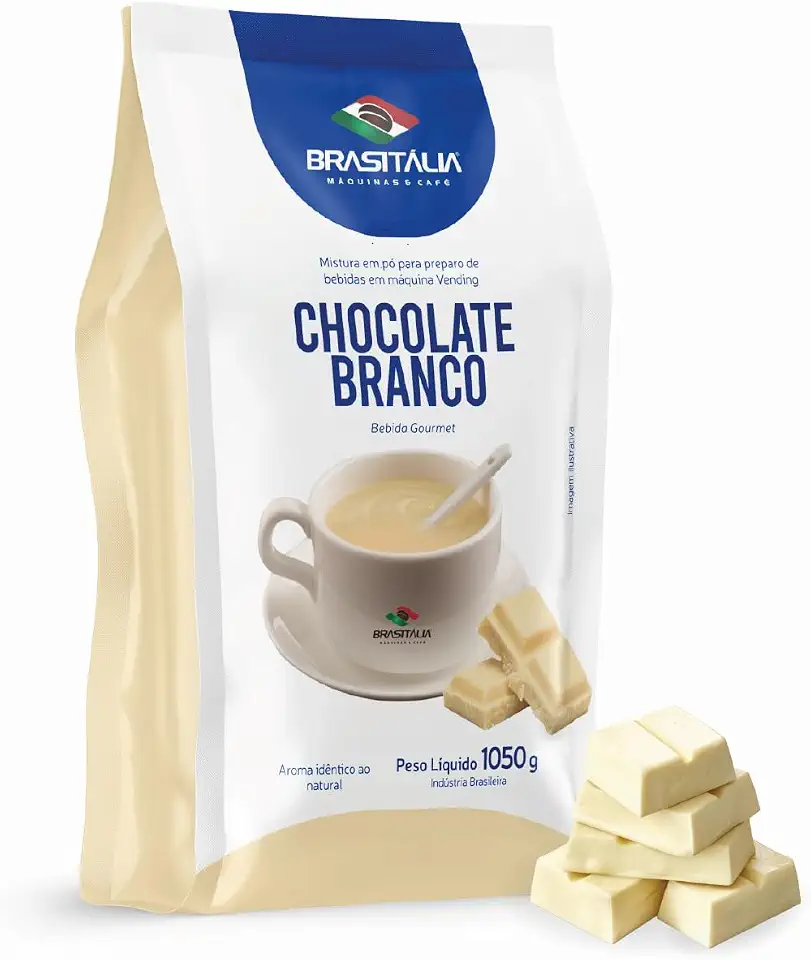 Brasitália Chocolate Branco em Pó 1,05kg – Mistura Cremosa para Bebida Quente ou Fria | Preparo Rápido com Leite ou Água | Ideal para Cafeterias, Máquinas Vending, Escritórios e Uso Doméstico