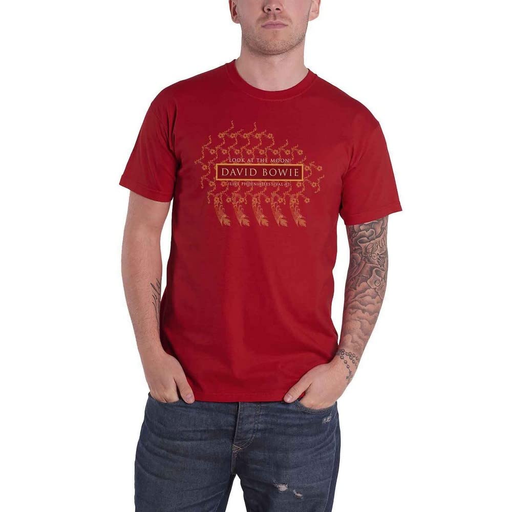 DAVID BOWIE T Shirt Look at the Moon Pheonix Festival Official Cardinal Red XL