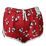 Größen: S-XL Disney Damen Shorts Mädchen Hotpants Mickey/Stich Damen Lounge-Hosen Baumwolle Größen S - XL - Mickey-Red, S (10-12)