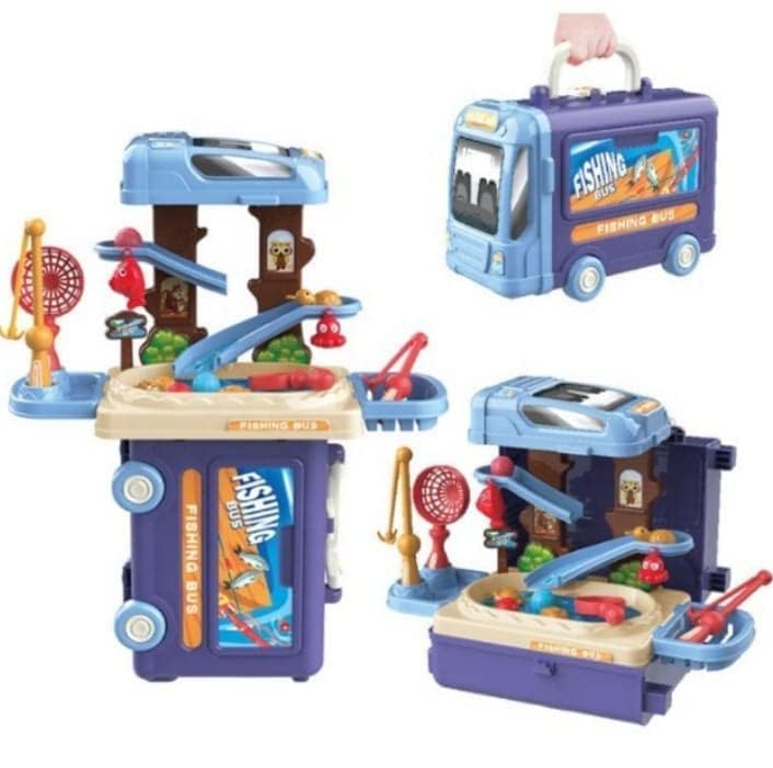 LUCHILA 3 in 1 Ride and Fishing Fish Catching Game Big with Real Water, Music, Lights (Multicolor)