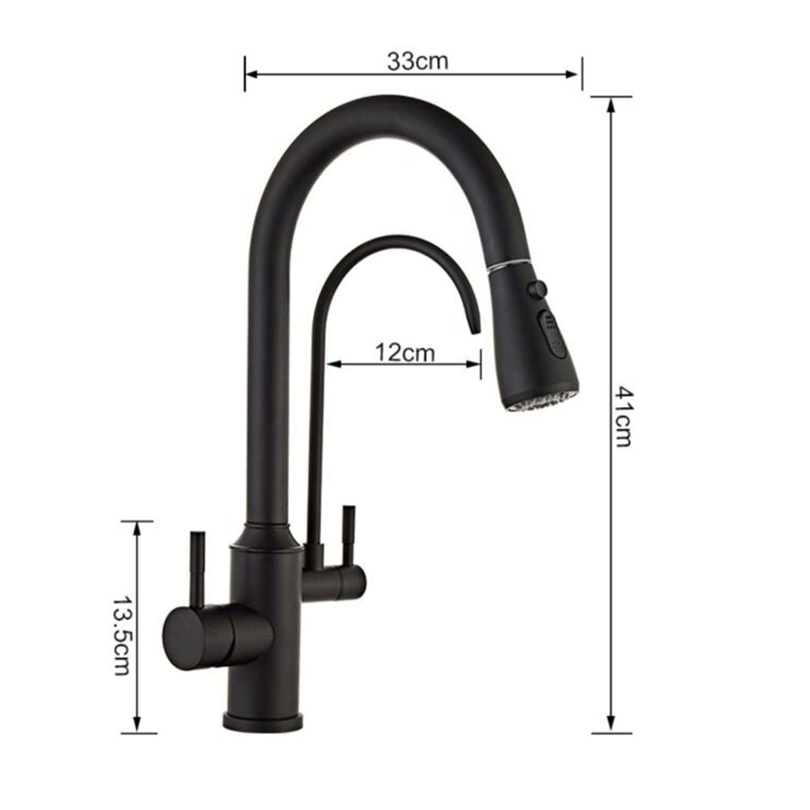 Rubinetto da cucina a 3 vie con doccetta estraibile Rubinetto depuratore d'acqua girevole in acciaio inossidabile Rubinetto for acqua potabile dritto Multifunzione Miscelatore da cucina 3 in 1